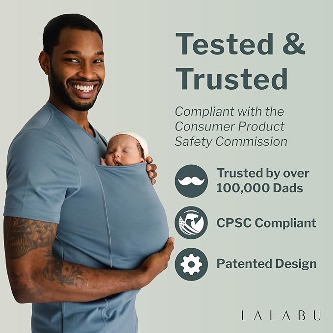 Lalabu The Dad Shirt | Hands-Free Baby Carrier for Dad with Kangaroo Pouch | Engineered for Bonding, Safety, & Comfort for Newborns Up to 15 Lbs. | CPSC Compliant - Brook - 3XL
