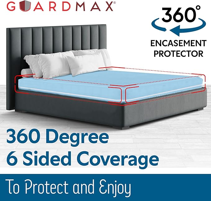 Guardmax Jersey Knitted Crib Size Zippered Mattress Encasement - Waterproof & Bed Bug Proof Mattress Protector - Comfortable, Soft, and Noiseless Zippered Bedding - Dust Mite Proof (28 x 52 x 6)