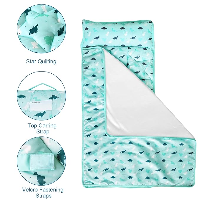 Toddler Nap Mat with Blanket 50" x 21" x 1.5", Nap Mat for Boys Girls Super Soft and Cozy, Kids Sleeping Bag for Preschool, Daycare, Toddler Sleeping Bag