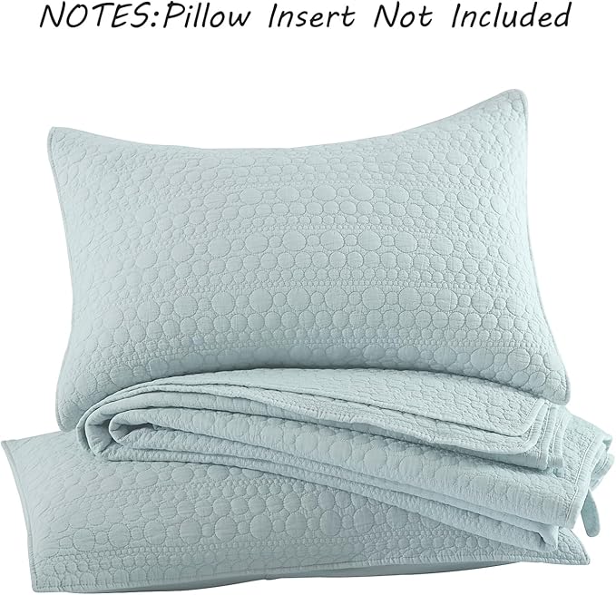 HORIMOTE HOME Quilt Set Queen Size Aqua Blue, Classic Geometric Spots Stitched Pattern, Pre-Washed Microfiber Chic Rustic Look, Ultra Soft Lightweight Quilted Bedspread for All Season, 3 Pieces