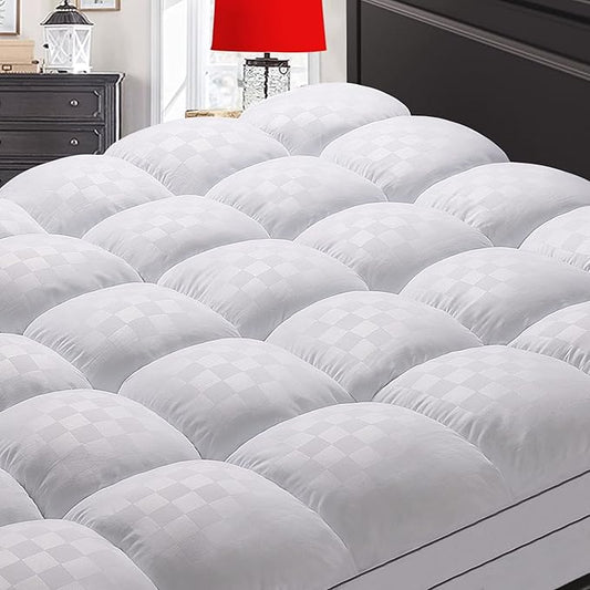 Mattress Topper Twin,Extra Thick Mattress Pad Cover for Back Pain,Cooling Mattress Protector with 8-21 Inch Deep Pocket,Overfilled Down Alternative Filling,White