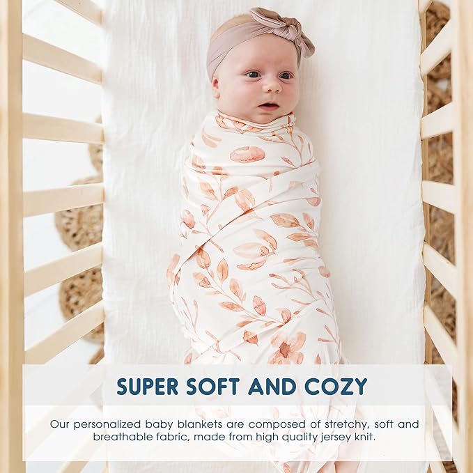 GRSSDER Baby Swaddle Blankets 2 Pack, Super Soft Jersey Knit Baby Quilt Blankets for Baby Girls, Double Layer Receiving Blankets 34 x 44 Inches Extra Large for Swaddling, Pink Flowers Season