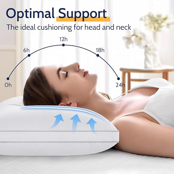 Pillows Queen Size Set of 4,Gusseted Bed Pillows for Sleeping 4 Pack, Luxury Hotel Quality, Supportive Queen Pillows with Soft Down Alternative for Back Stomach Side Sleepers, Machine Washable