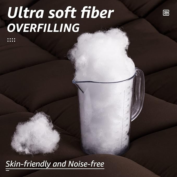 HYLEORY All Season King Size Bed Comforter - Cooling Down Alternative Quilted Duvet Insert with Corner Tabs - Winter Warm - Machine Washable - Brown