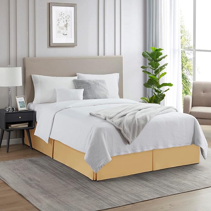 Nestl Gold Full Bed Skirt - Full Size Bed Skirt 14 Inch Drop - Brushed Microfiber Bed Skirts - Hotel Quality Pleated Bed Skirt - Shrinkage & Fade Resistant