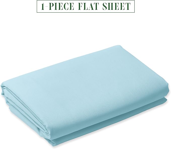 Luxury Flat Sheet on Amazon Elegant Comfort Wrinkle-Free 1500 Premier Hotel Quality 1-Piece Flat Sheet, California King Size, Aqua