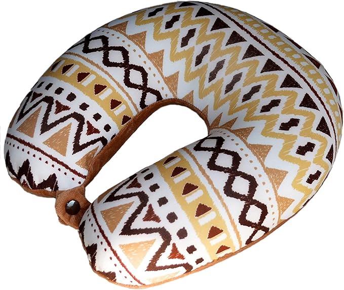 Bookishbunny U Shaped Micro Beads Microbead Neck Head Support Travel Pillow, 12"x12"x4" (WaveBrown)
