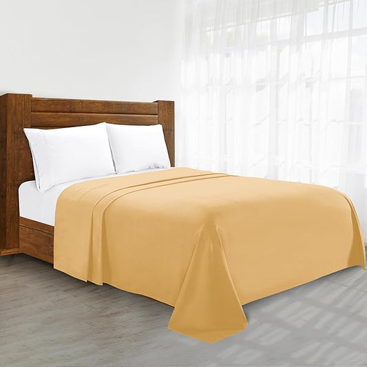 Luxury Flat Sheet on Amazon Elegant Comfort Wrinkle-Free 1500 Premier Hotel Quality 1-Piece Flat Sheet, California King Size, Gold