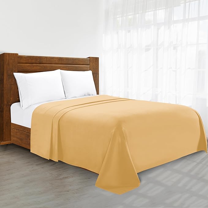 Luxury Flat Sheet on Amazon Elegant Comfort Wrinkle-Free 1500 Premier Hotel Quality 1-Piece Flat Sheet, Twin/Twin XL Size, Gold