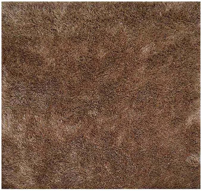 Hand Tufted SHAG Polyester ECO-Friendly Area Rugs - 8'x8', Square, Beige, Solid Plain Design, High Pile Thick Handmade Anti Skid Area Rugs for Living Room, Bed Room K00111