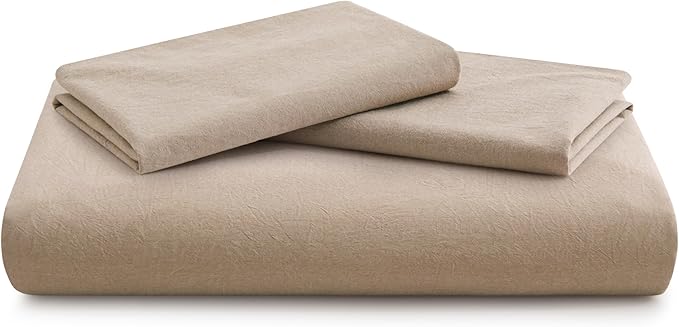 LOVQUE 100% Washed Cotton Duvet Cover Set King Size, Linen Like Natural Bedding Set with Zipper Closure (No Comforter), 104x90 Inches, Linen Grey