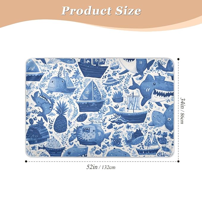 Waterproof Bed Pad Reusable Changing Pad Toddler Mattress Protector Large Pee Pad Baby Diaper Pad Soft Washable Liner Blue Pirate Sharks Pineapples Boats