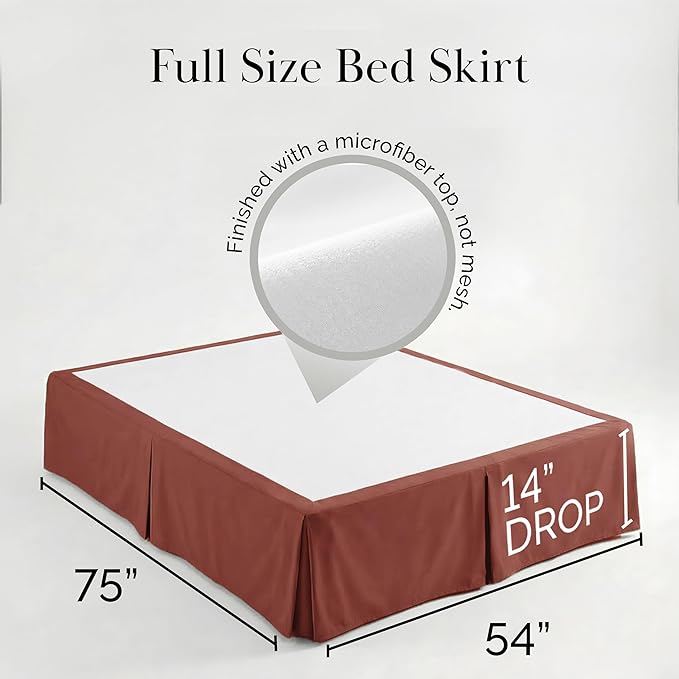 Southshore Fine Living, Inc. Hotel Quality Full Bed Skirt - 14" Drop, Elegant Pleated Design, Premium Dust Ruffle/Full Size Bed Skirt, Easy Care, Luxury Bed Skirt Full Size, Marsala (Terra Cotta)