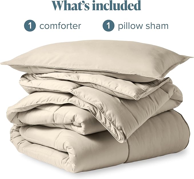 Bare Home Comforter Set - Twin/Twin Extra Long Size - Ultra-Soft - Goose Down Alternative - Premium 1800 Series - All Season Warmth (Sand)