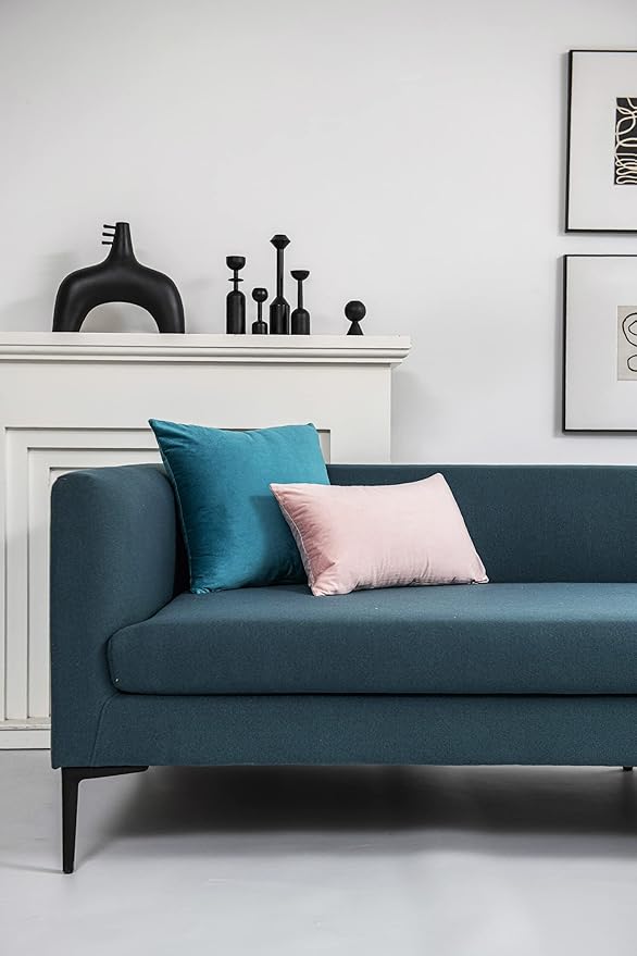 Throw Pillow Covers 18x18 Turquoise: Pack of 2 Cozy Soft Velvet Square Modern Luxury Decorative Throw Pillow Cases for Sofa Couch Living Room Bed Home Decor