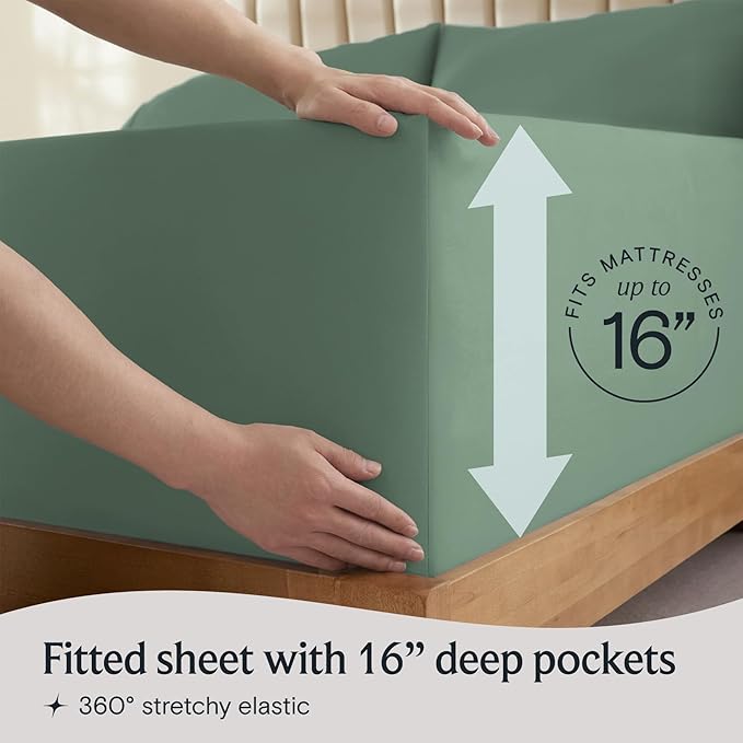 LuxClub 3 PC Sheet Set Sheets Deep Pockets 18" Eco Friendly Wrinkle Free Sheets Machine Washable Hotel Bedding Silky Soft - Tree Moss Green Twin