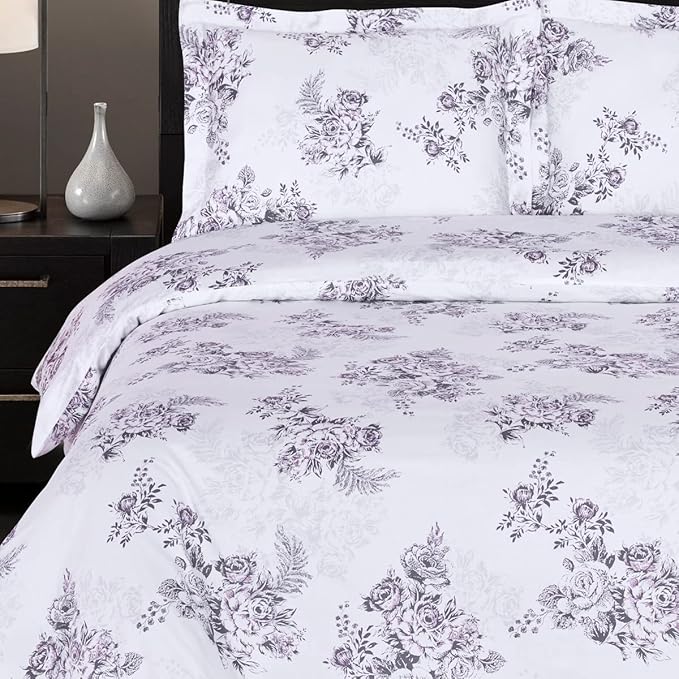 Royal Hotel Bedding Bally Floral 4-Piece Full/Queen Comforter Set, 100-Percent Cotton, 300-Thread-Count by Royal Hotel