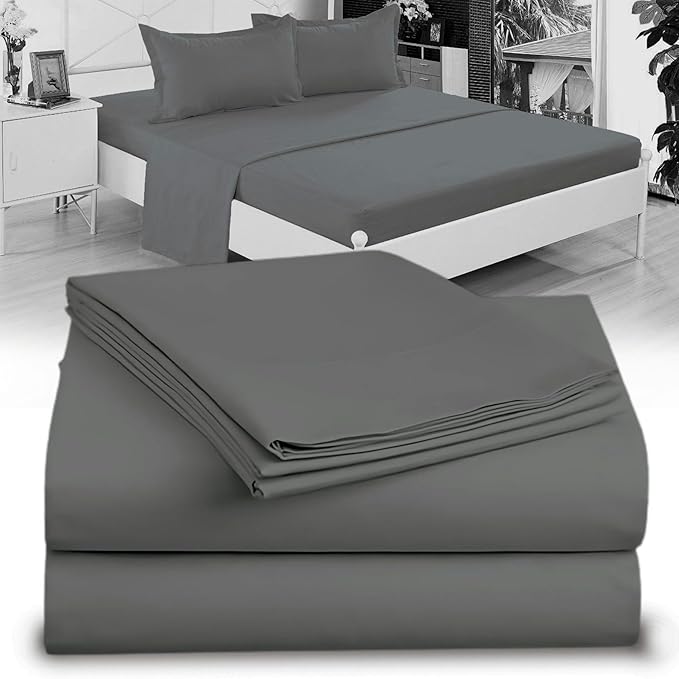Twin Sheet Set - 1800 Ultra-Soft Microfiber Twin Bed Sheets - Double Brushed - Deep Pockets - Easy Fit – Wrinkle Free - Soft & Comfy 3 Piece Set - Bedding Sheets & Pillowcases (Dark Grey)