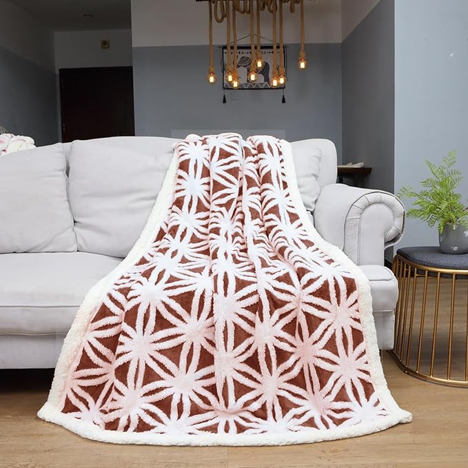LOMAO Sherpa Fleece Blanket Fuzzy Soft Throw Blanket Cozy Dual Sided Blanket for Couch Sofa Bed (Brown, 51"x63")