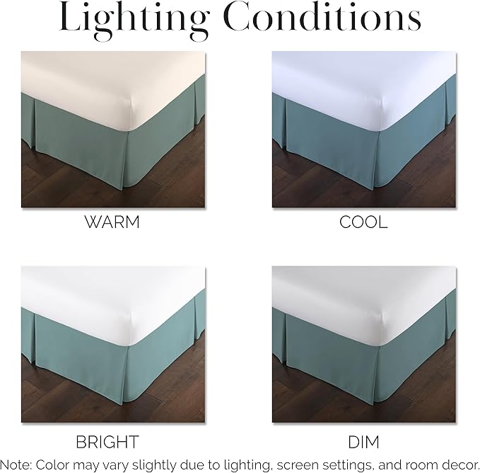 Southshore Fine Living, Inc. Tailored Queen Bed Skirt 14 Inch Drop, Pet Hair Resistant Dust Ruffle Queen Size - Easy Care, Wrinkle Free Bed Skirting to Hide Underbed Storage - Steel Blue (Teal)
