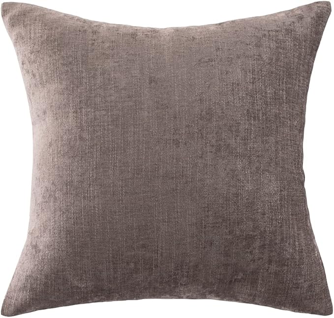 AMBERIS 2 Pillowcases (45×45cm)(Without Insert) Grey, Chenille Soft No Fading Modern 2 Pillowcases (Without Insert)