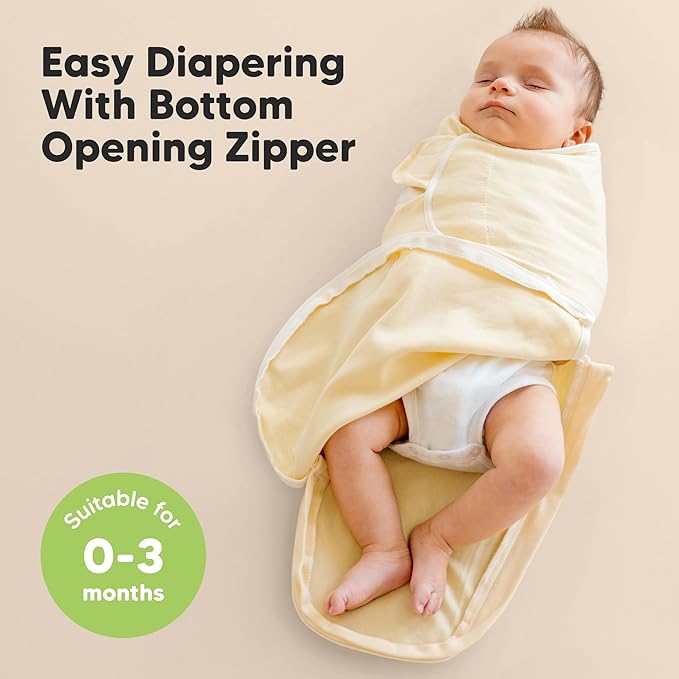 Baby Swaddle Sleep Sacks with Zipper - 3-Pack Swaddles for Newborns 0-3 Months, Infant, Baby Girls, Boys, Soft & Durable Newborn Sleep Sack, Easy Diaper Change Swaddling Blanket (Daffodil, OS)