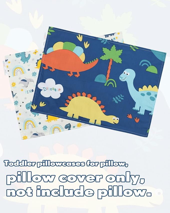 ALVABABY Toddler Pillowcases 2 Pack Organic Cotton Kids Pillow Cover Fit 13"x 18" or 14"x19" Envelope for Girl Boy Sleepy Travel(Pillowcase Only) 2L-FTP08A
