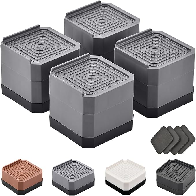 Bed Risers Furniture Risers Heavy-Duty Rectangular Adjustable Block Lift to 3 inches and 4.3 inches Desk, Sofa, Chair Legs, Refrigerator, Washing Machine Support up to 4000 pounds