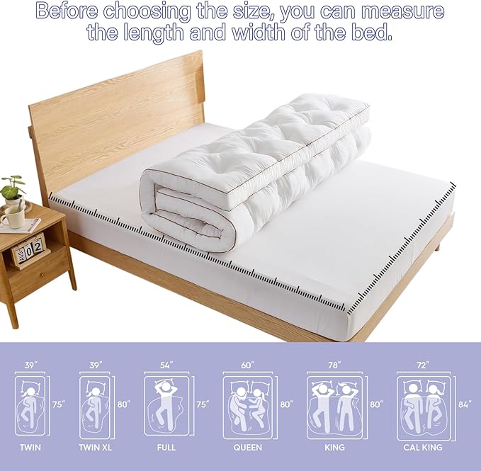 WhatsBedding 4 Inch Memory Foam Mattress Topper Twin for Back Pain Relief, Filled with Breathable Gel Memory Foam, Fluffy Comfort Supportive Pillow Top Mattress Topper, 75x39x4in