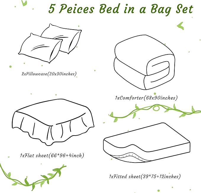 NTBAY Twin Comforter Set with Sheets, 5 Pieces Soft and Breathable Twin Bedding Set, Twin Bed in a Bag, Down Alternative Comforter Set Solid Color All Season, Kids Bedding Set, Orange