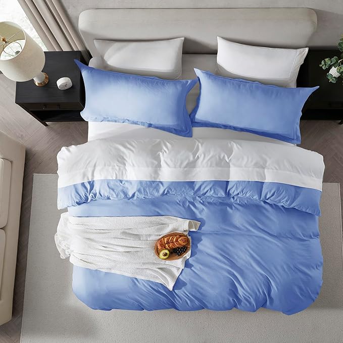 Nestl Calm Blue Duvet Cover King Size - Soft Prewashed King Duvet Cover Set, 3 Piece, with Zipper Closure, 1 Duvet Cover 104x90 inches and 2 Pillow Shams