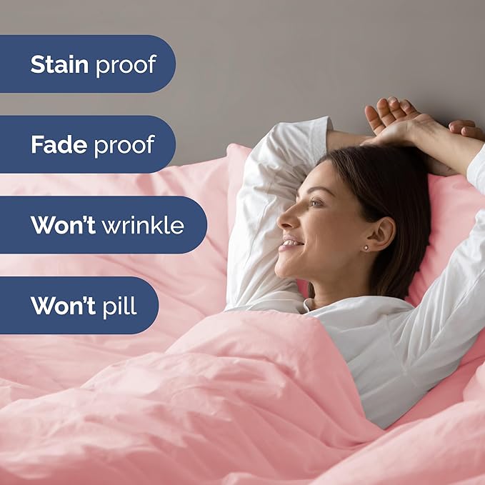 Duvet Cover King Size - Extra Soft King Size Duvet Cover - Lightweight & Breathable - Easy Care & Fade Free with Zipper Closures & Ties - 104" x 90" Inches - (Baby Pink) Comforter Not Included
