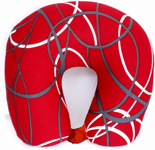 Bookishbunny U Shaped Micro Beads Microbead Neck Head Support Travel Pillow, 12"x12"x4" (WaveRed)