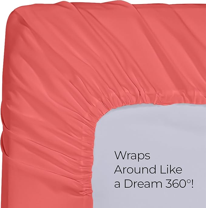 Utopia Bedding King Fitted Sheet - Bottom Sheet - Deep Pocket - Soft Microfiber - Shrinkage and Fade Resistant - Easy Care -1 Fitted Sheet Only (Coral)