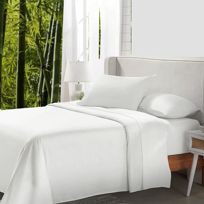 California Design Den Rayon from Bamboo Sheets Cal King Size - Luxury California King Sheet Sets with Deep Pockets, Cool and Durable Bedding - Ivory
