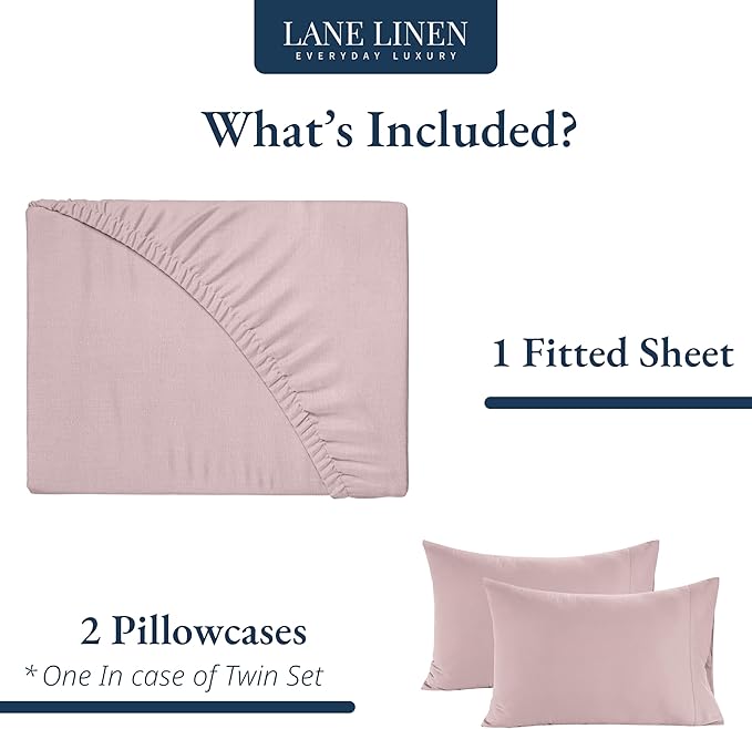 LANE LINEN 100% Organic Cotton Fitted Sheet Queen, Fully Elasticized French Reinforsed Seams Soft & Comfy Snug Fit Eco Friendly Queen Size Fitted Sheet only (Pillowcases Included)- Sepia Rose