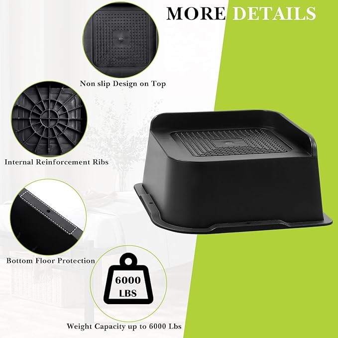 Bed Risers 2 inch, 3 inch, 4 inch, 6 inch, 8 inch Heavy Duty, Oversized Furniture Riser for Couch Sofa Table Chair Leg Frame Dorm, Support up to 6000 Lbs (Black 4 Pack, 2 inch)
