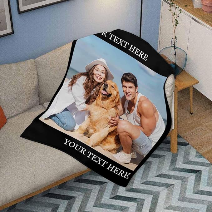 Customized Blankets with Photos, 1 Photos Custom Blanket Customized Gifts Gifts for Mom Dad Couple Girlfriend Boyfriend Wife Husband, 8 Sizes