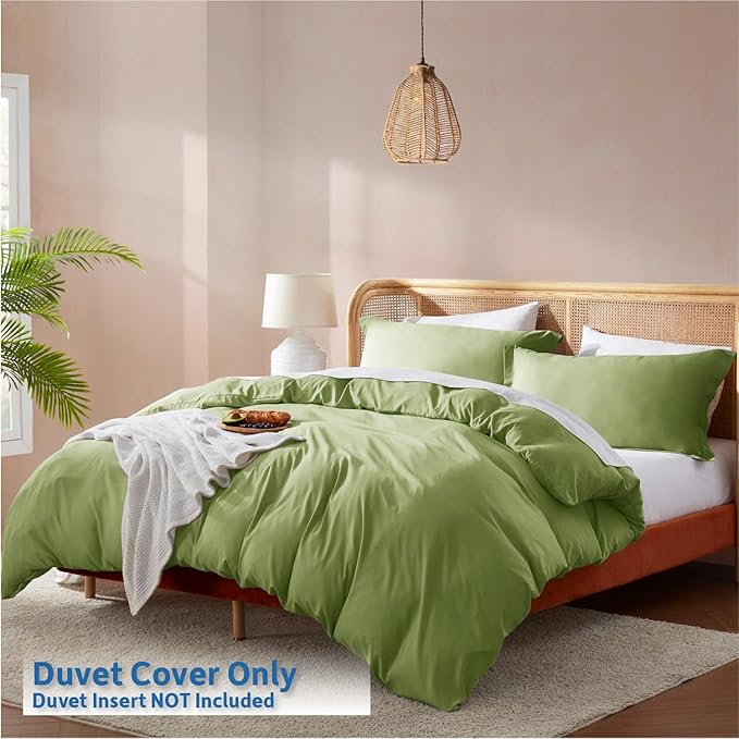 Nestl Calla Green Duvet Cover Full Size - Soft Double Brushed Full Size Duvet Cover Set, 3 Piece, with Button Closure, 1 Duvet Cover 80x90 inches and 2 Pillow Shams