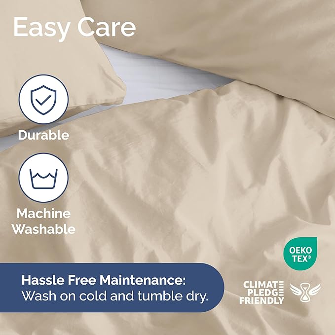 Duvet Cover Queen Size - Extra Soft Queen Size Duvet Cover - Lightweight, Breathable & Cozy - Easy Care & Fade Free with Zipper Closures & Ties - 90" x 90" Inches - (Wheat) Comforter Not Included