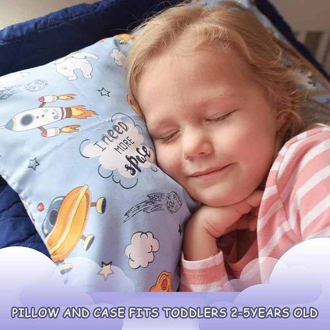 ALVABABY Cotton Toddler Pillowcases 2 Pack Kids Pillow Cover Fit 13"x 18" or 12"x16" Envelope for Girl Boy Sleepy Travel (Pillowcase Only)
