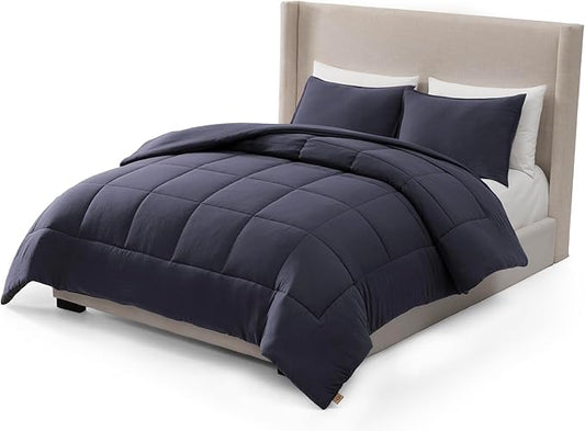 UGG Leonora Comforter Set with 2 Pillow Shams Lightweight Down Alternative Blanket Reversible Cozy Warm All Season Washable and Hypoallergenic Bedding Set, Full/Queen, Navy Blue