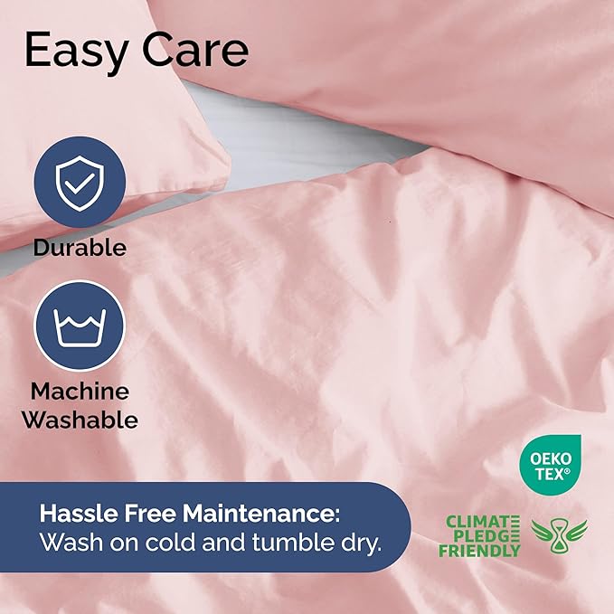 Duvet Cover King Size - Extra Soft King Size Duvet Cover - Lightweight & Breathable - Easy Care & Fade Free with Zipper Closures & Ties - 104" x 90" Inches - (Baby Pink) Comforter Not Included