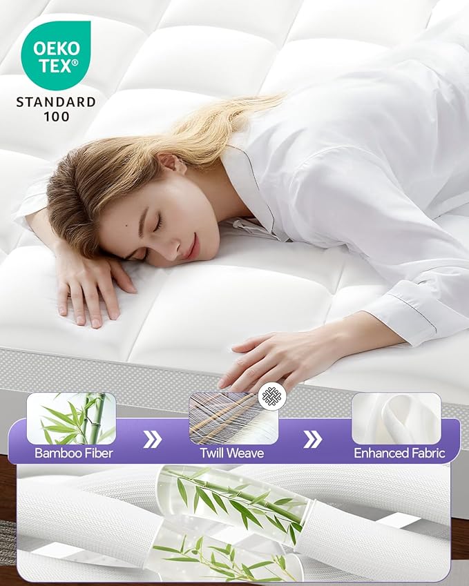 Dual Layer 5 Inch Memory Foam Mattress Topper King - 2 Inch Gel Memory Foam and 3 Inch Pillow Top Mattress Pad, 7-Zone Egg Crate King Size Mattress Topper(Cream)