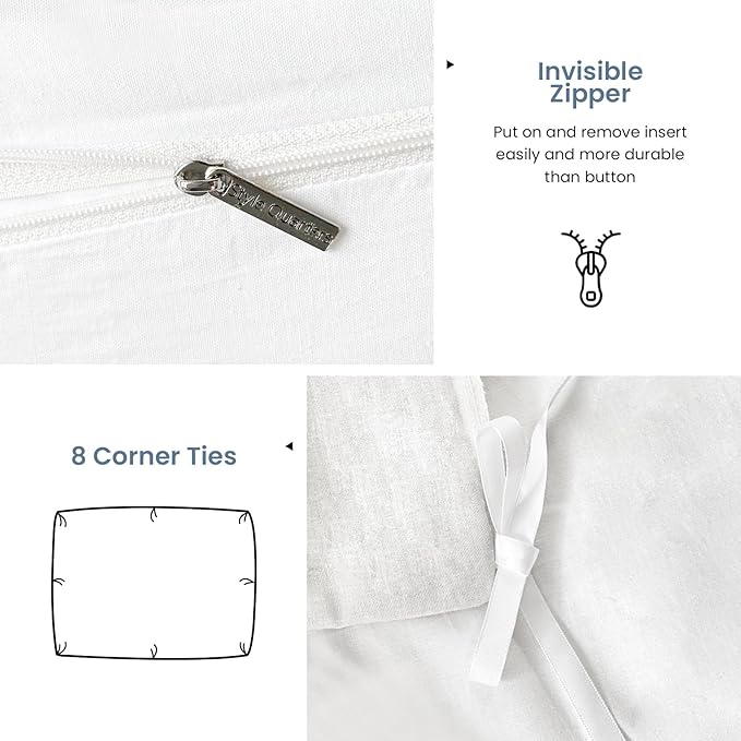 Style Quarters Duvet Cover 100% Polyester Floral Blue 3 Pieces White Duvet Cover with 1 Duvet Cover and 2 Pillow Shams(Queen)