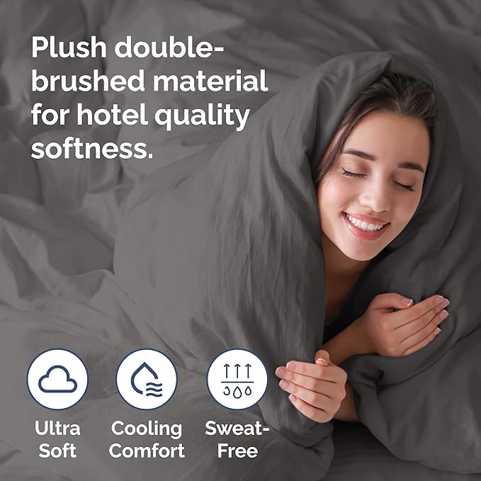 Duvet Cover Twin/Twin XL Size - Extra Soft Twin/Twin XL Size Duvet Cover - Breathable, Easy Care and Fade Free with Zipper Closures & Ties - 68" x 90" Inches - (Dark Grey) Comforter Not Included