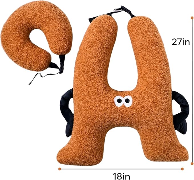 Car Pillow for Kids,H-Shaped Adjustable Travel Neck Pillow for Sleeping,Soft Plush Support for Head & Neck, Long Road Trip Essentials for Boys Girls(Orange)