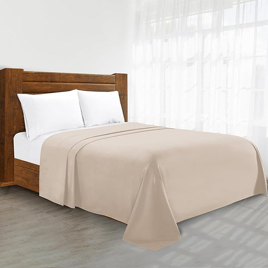Luxury Flat Sheet on Amazon Elegant Comfort Wrinkle-Free 1500 Premier Hotel Quality 1-Piece Flat Sheet, Twin/Twin XL Size, Cream