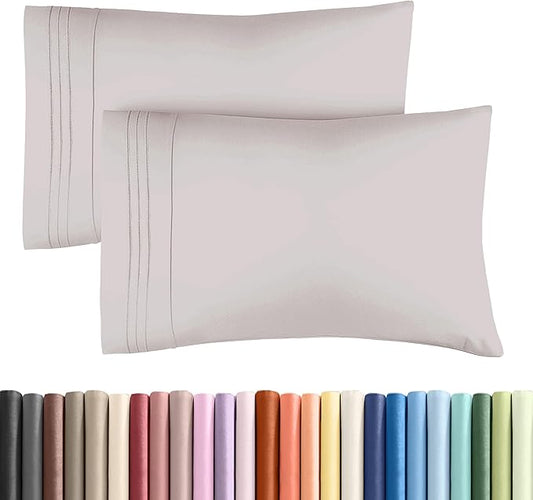 King Pillow Cases Set of 2 - Ultra Soft Hotel Quality Pillowcase Covers - Comfy, Cozy & Wrinkle Free - Shrinkage, Stain & Fade Resistant - Machine Washable Pillow Protectors - 2 Piece Set - Light Grey