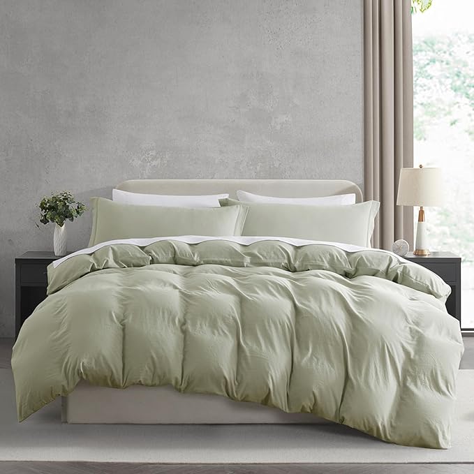 Nestl Light Sage Duvet Cover King Size - Soft Prewashed King Duvet Cover Set, 3 Piece, with Zipper Closure, 1 Duvet Cover 104x90 inches and 2 Pillow Shams